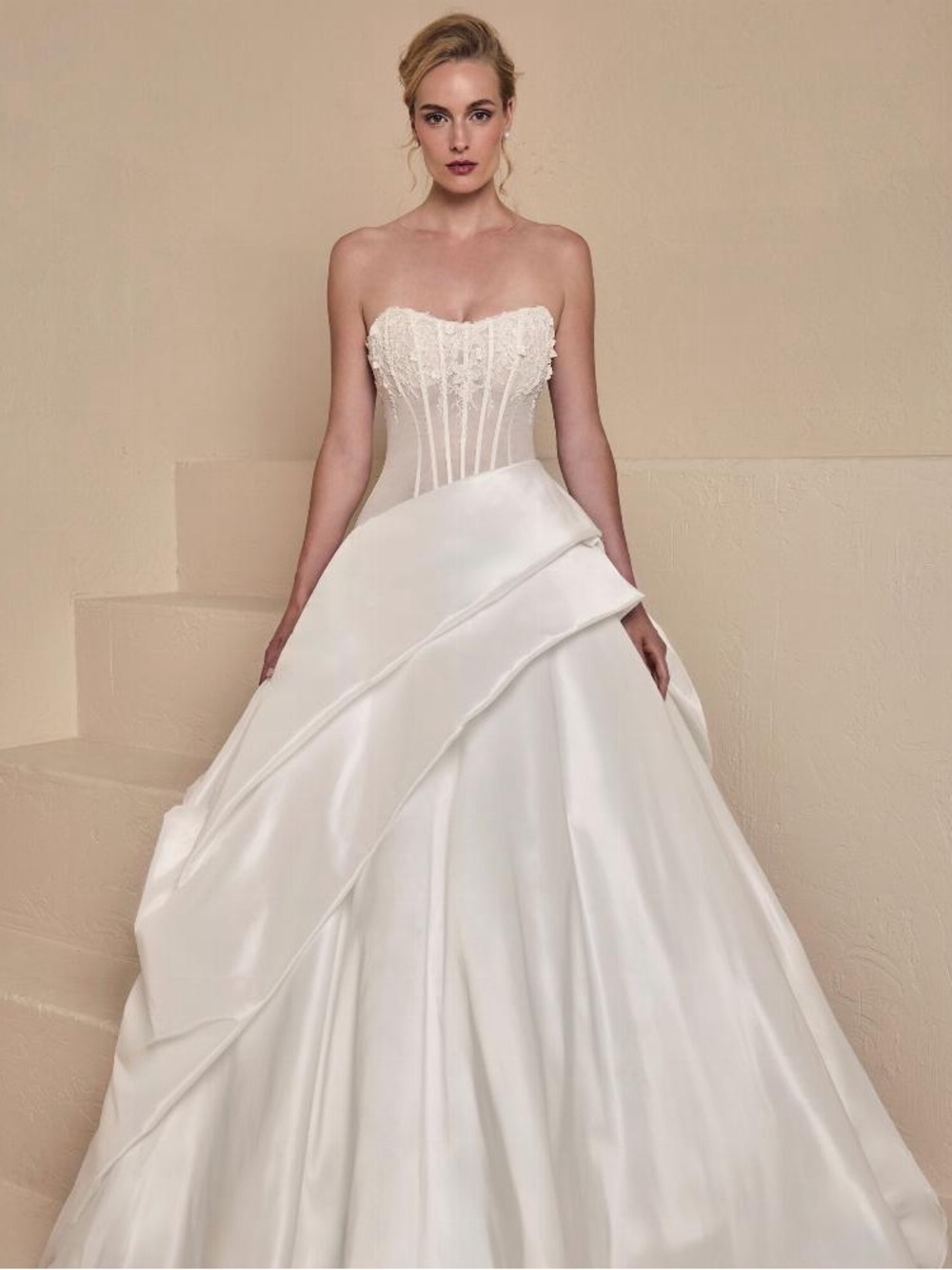 Chanelle / Strapless Ivory Ball Gown Wedding Dress with Corset Bodice